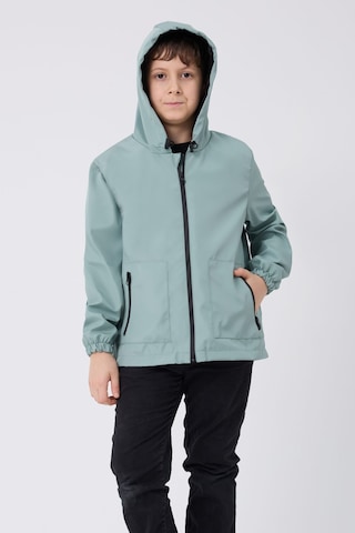 Erkek Çocuk Mint Yeşili İçi Astarlı Su Ve Rüzgar Geçirmez Kapüşonlu Çift Fermuarlı Cepli Mont Mint Yeşili