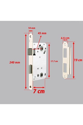 Banyo Wc Sessiz Kapı Gömme Kilidi 45 Mm İç Silindirsiz Barelsiz Dayanıklı Metal Kilit Mekanizması