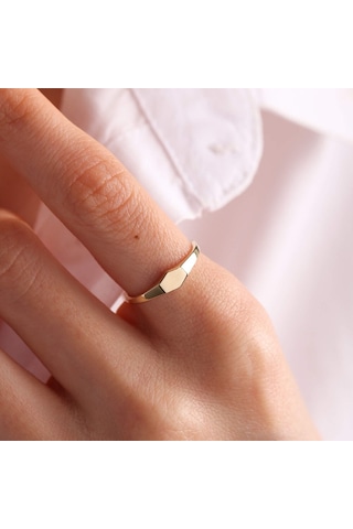 14K Altın Şövalye Yüzük (Kişiselleştir) Beşgen 0,4 Cm 552977818