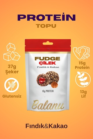Fudge Fındık Kaplı Çilekli & Bademli Meyve Topları 110gr X3 Adet