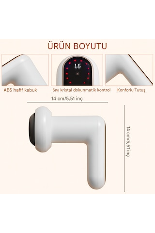 5 Başlıklı 6 Kademeli 3 Fonksiyonlu Şarjlı Tüm Vucut İçin Masaj Aleti Özel Antiselülit Masaj Cihazı Vücut Beyaz