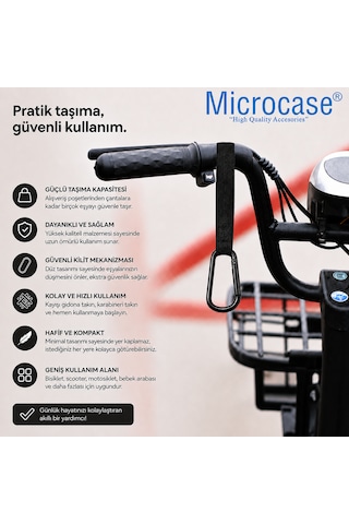 Microcase Bisiklet Motosiklet Bebek Arabası Yaylı Yük Eşya Poşet Taşıyıcı Metal Askılık 2li Set Al5598 Siyah