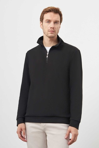 Morven Erkek Siyah Fermuarlı Bato Yaka Sweat-shirt 25ks063001001 Siyah Siyah