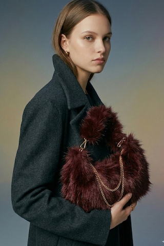 Vivazzaluxe Vintage Peluş Model Kadın El, Omuz, Çapraz Çanta Bordo