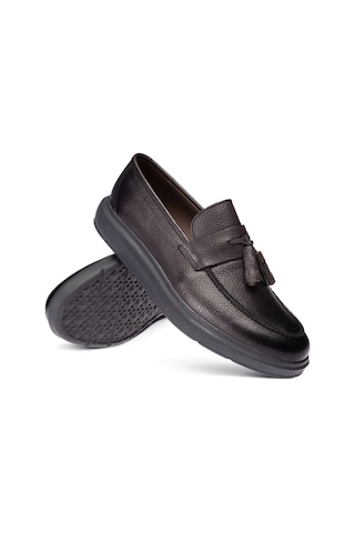 Deery Hakiki Deri Gri Püsküllü Comfort Erkek Loafer Ayakkabı Gri