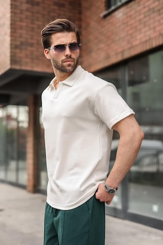 Madmext Ekru Polo Yaka Oversize Erkek Tişört E7185
