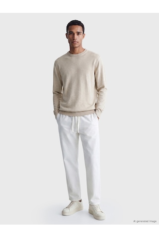 Lcw Vision Bej Bisiklet Yaka Erkek Triko Kazak