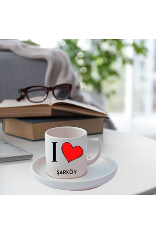 I Love Memeleket Türk Kahve Fincanı Ve Altı 343611 Beyaz