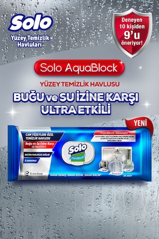 Solo Aquablock Yüzey Temizlik Havlusu 3'lü 90 Yaprak