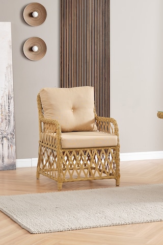 Roma Rattan Bahçe Balkon Takımı 2+1+1 Cam Masalı Cappuccino