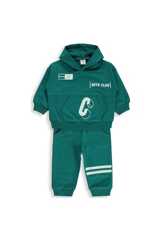 Civil Baby Yarım Fermuar 6-18 Ay Takım - Yeşil Zümrüt Yeşili