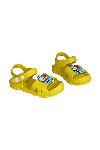 Dy-5001 Kaymaz Figürlü Çocuk Sandalet Terlik Park Bahçe Terlik Sarı