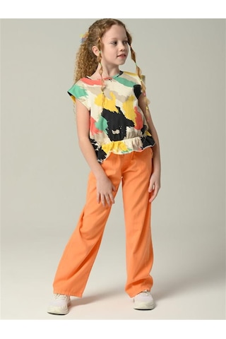 Çikoby Kız Çocuk Desenli Renkli Tshirt-11633 Renkli