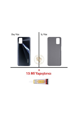 Oppo A72 Siyah Arka Kapak + B7000 Yapıştırıcı Arka Cam Batarya Pil Kapağı Lazer Kesim Çok Renkli