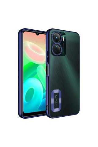 Vivo Y16 Kılıf Kamera Korumalı Logo Gösteren Zore Omega Kapak Lacivert