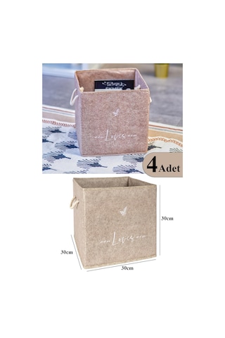 4 Adet Keçe Raf Organizer Dolap Düzenleyici Bej30x30x30 Bej