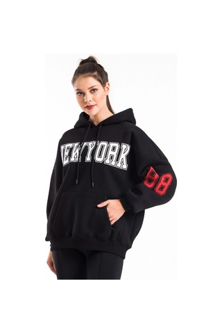 Caya Kadın Ekru Renk Baskı Detaylı Oversize Sweatshirt Cy84191 Beyaz Siyah