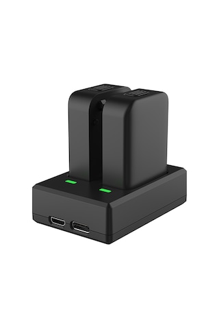 Monyee Sjcam C300 Şarj Cihazı - Çift Yuvalı, Led Göstergeli, Micro Usb & Type C Girişli, 2 Adet 1000mah Pil Dahil