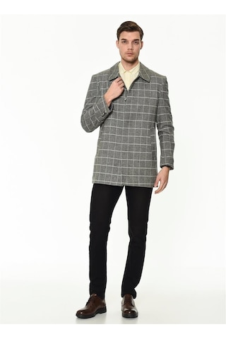 Plt8206 Dewberry Erkek Palto-Düz Gri-Düz Gri