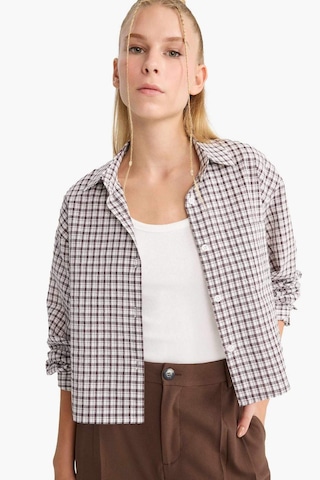 Defacto Coool Oversize Geniş Kalıp Crop Kareli Uzun Kollu Gömlek E6934ax25aubn549 Kahve