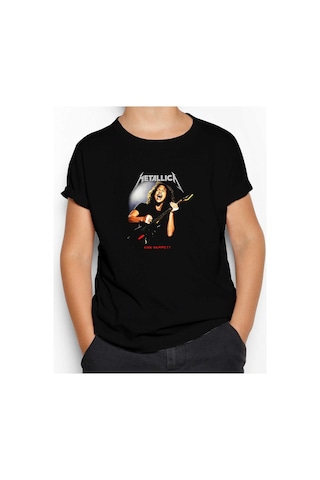 Zepplin Giyim Metallica Kirk Hammet Guitar Siyah Çocuk Tişört Siyah