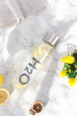 Digithome H2o Metal Kapaklı Cam Matara Gri - H2o81454 C1-1-18