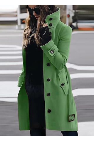 Kadın Sonbahar Ve Kış Büyük Beden Paltoları Yeşil