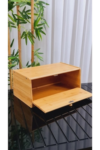 Bambu Ekmek Dolabı Kapaklı Ekmek Kutusu 7236 Ahşap