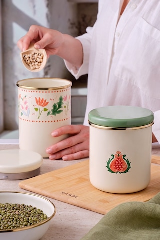 Emsan Nar Emaye Orta Düz Kavanoz Krem