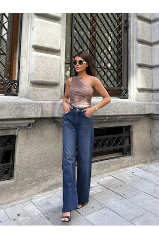Out Of Standart Kadın Straight Leg Normal Bel Düz Paça Jean Pantolon İndigo