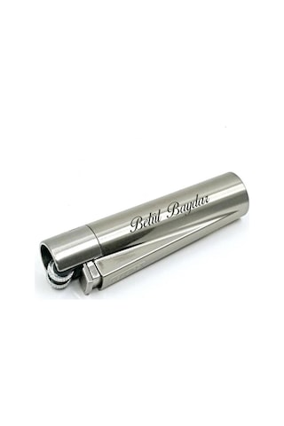 Kişiye Özel Clipper Metal Taşlı Gümüş Çakmak