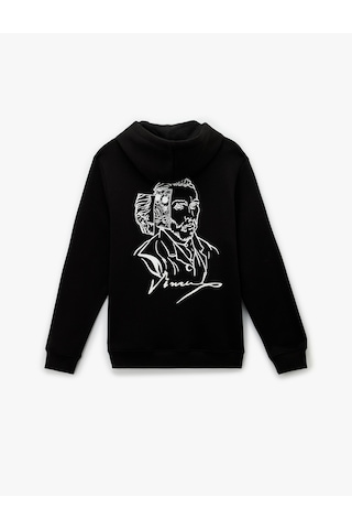 Koton Uzun Kollu Kapşonlu Şardonlu Lisanslı Van Gogh Baskılı Sweatshirt Siyah 6wam70141mk Siyah