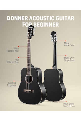Donner Ec983 Akustik Gitar Seti Siyah