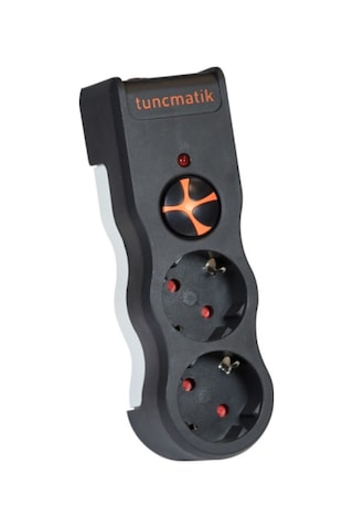 Tunçmatik TSK19022 2'li 1050 J Akım Korumalı Priz Siyah