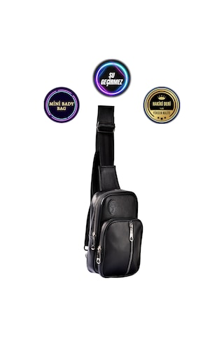 Unisex Hakiki Deri Usb Çıkışlı Mini Çapraz Çanta Siyah