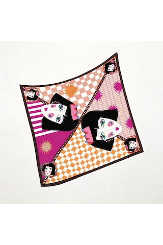 Tarzını Seç Kahverengi Queen Fular / Bandana / Aksesuar 48x48 Cm