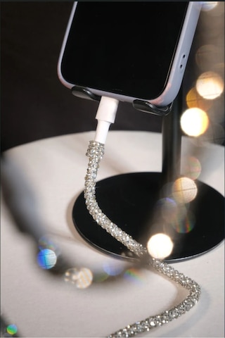 Gümüş Taşlı Şarj Kablosu A Kalite Aplle Usb Type C