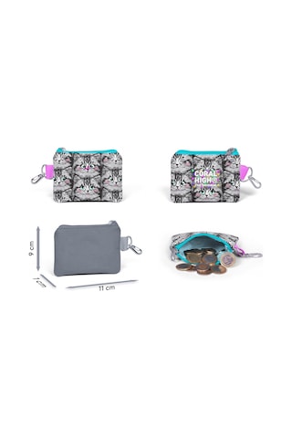 Coral High Gri Kedi Bozuk Para Çantası - Kız Çocuk