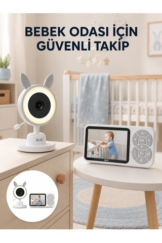 Karşılıklı Sesli Bebek Kamerası 4x Zoom Sıcaklık Sensörlü Yeni Nesil Beyaz