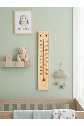 Mucit Home Ahşap Bebek Odası Termometre Duvar Tipi
