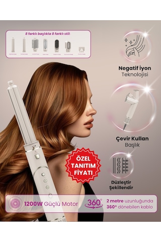 Mieco Aria 8ın1 Iyon Özellikli Saç Kurutma Ve Şekillendirme Seti