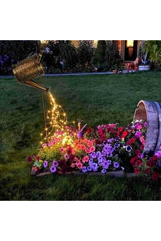 Güneş Enerjili Çeşme Işığı, Sulama Kabı Ve Standlı Led Işık Dizisi, Patio Çim Aydınlatması İçin Yıldızlı Duş Sanatı Peri Işığı 82 Cm
