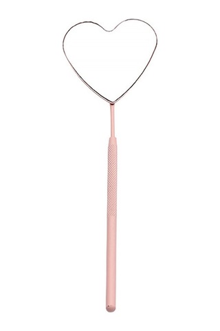 Sones Paslanmaz Çelik Kalp Şeklinde Aşılama Kirpik Muayene Aynası Güzellik Aleti Kız Pembe