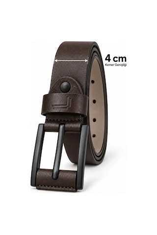 Biçomi Gün Boyu Konfor 4 Cm Esnek Form Koyu Kahverengi Metal Tokalı Kot & Kumaş Kemeri