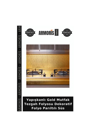 Yapışkanlı Gold Mutfak Tezgah Folyosu Dekoratif Folyo Parıltılı Süs