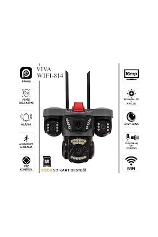 Baff Viva Wıfı-814 16mp 4 Kameralı Akıllı Wi-fi Ptz Güvenlik Kamerası Aı Insan Takip Ve Renkli Gece Görüşlü