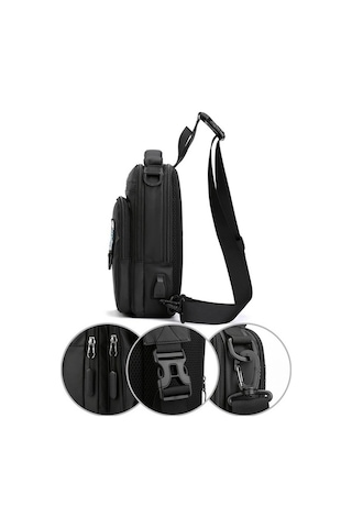 Maoyaya 1100-17 Usb Şarjlı Erkek Göğüs Çantası 001 Siyah