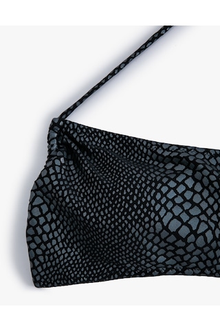 Koton Boyundan Bağlamalı Bikini Üstü Yılan Derisi Desenli Siyah Desenli 4sak10066mm Siyah
