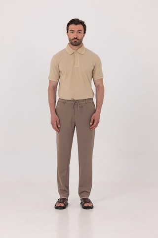 Sabri Özel Bej %100 Pamuk Bisiklet Yaka Düz Renk Basic T-shirt