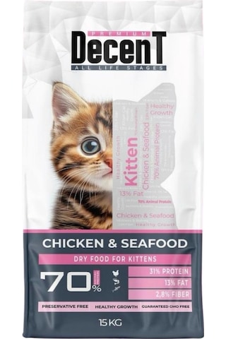 Decent Kitten Tavuklu Ve Balıklı Yavru Kedi Maması 15 Kg Decent Kitten Tavuklu Ve Balıklı Yavru Kedi Maması 15 Kg